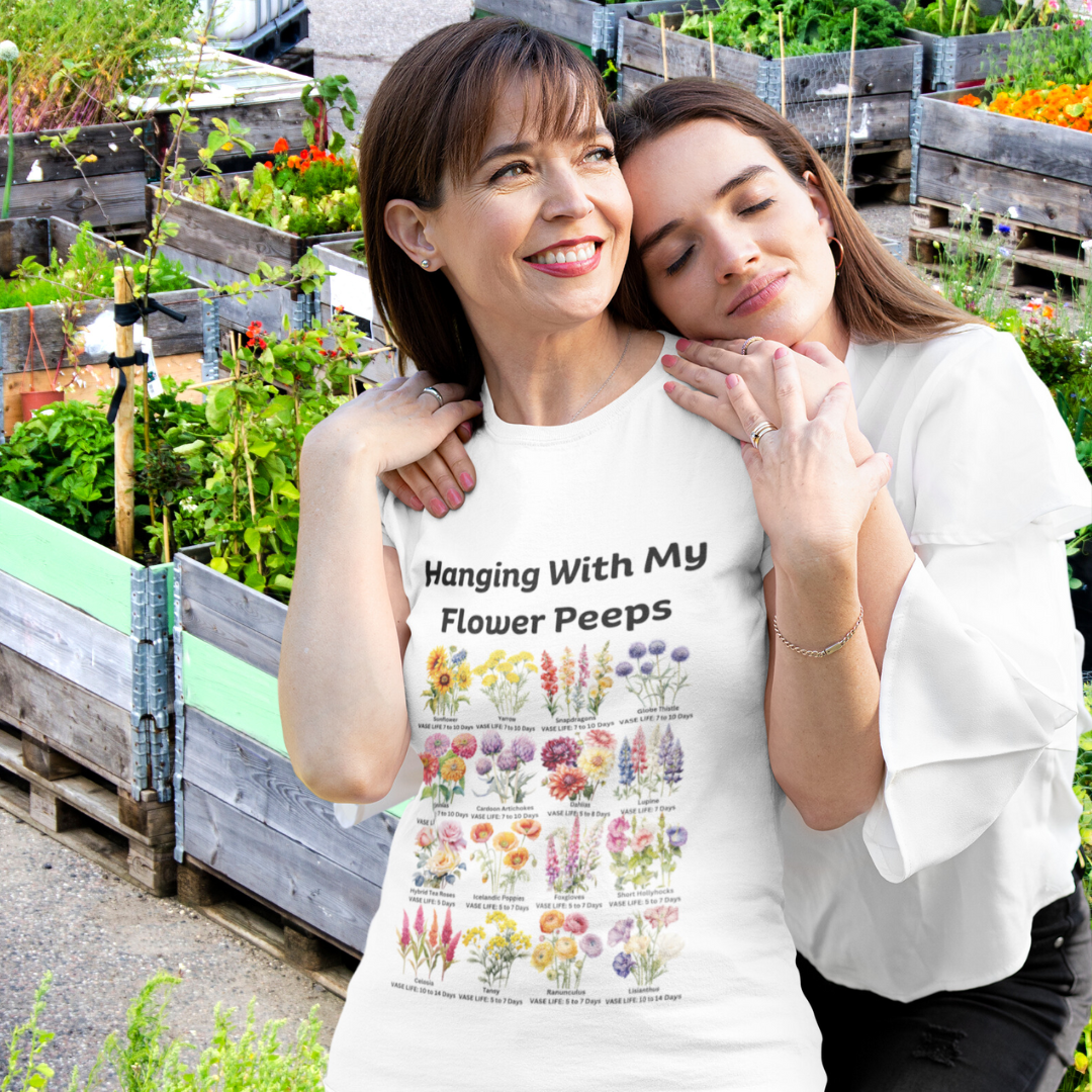 "Floral Whispers" Hanging With My Flower Peeps - Women's fitted eco tee