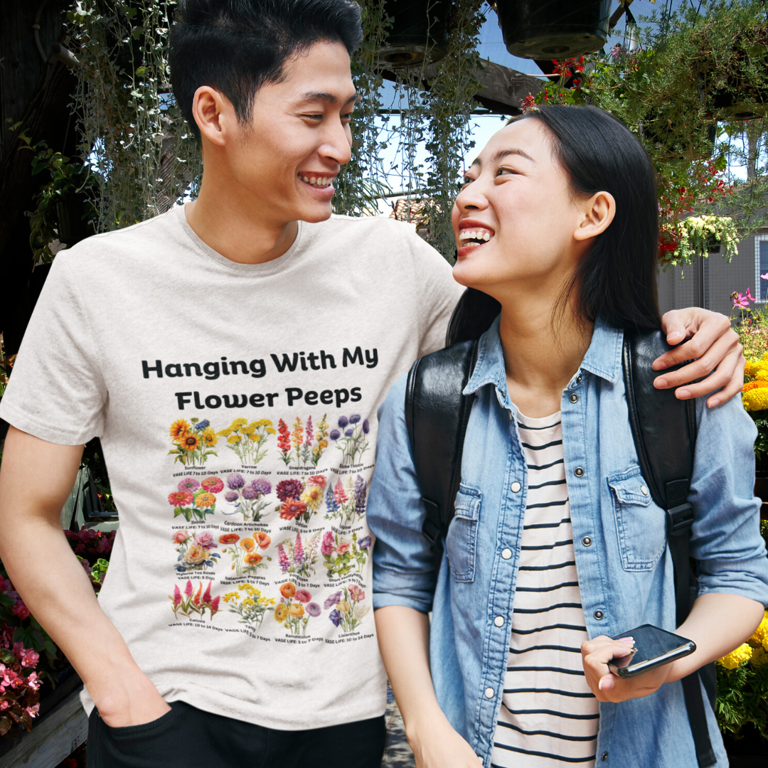 "Floral Whispers" Hanging With My Flower Peeps - Short sleeve t-shirt