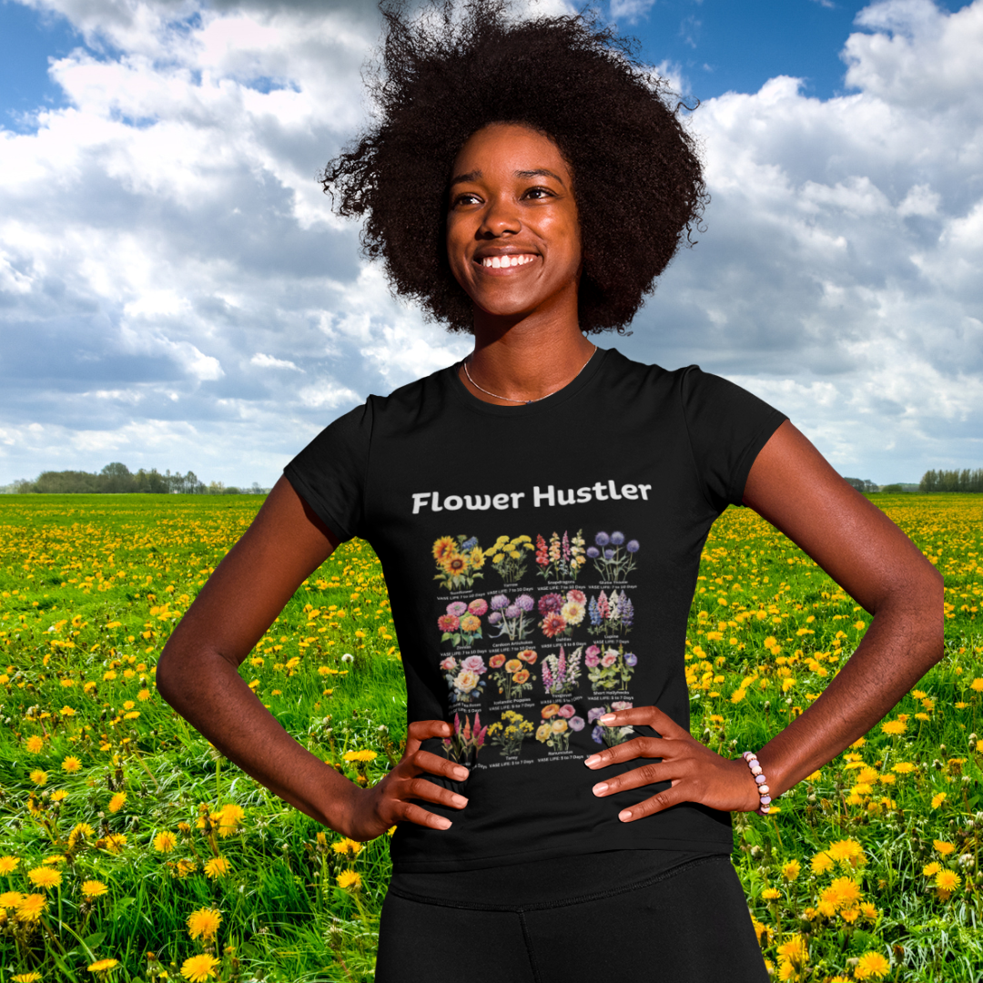 "Floral Whispers" Flower Hustler - Women's fitted eco tee