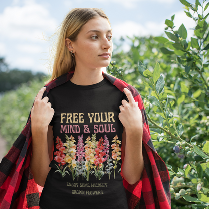 "Sweet Floral Tee's" Free Your Mind & Soul - Women's fitted eco tee