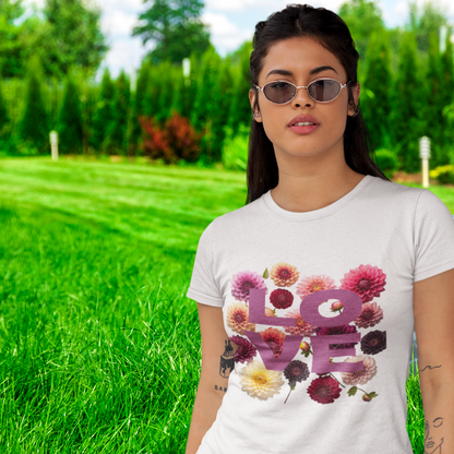 "Sweet Floral Tee's" Ball Dahlias - Women's fitted eco tee