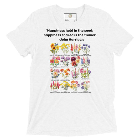 "Floral Whispers" Happiness held in the seed - Short sleeve t-shirt