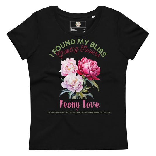 "Blooming Bliss": Peony Love - Women's Fitted Eco-T for Flower Lovers