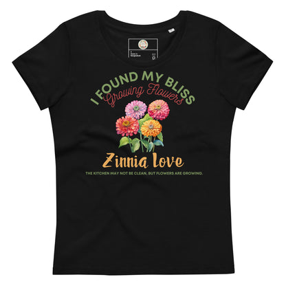 "Blooming Bliss": Zinnia Love - Women's Fitted Eco-T for Flower Lovers