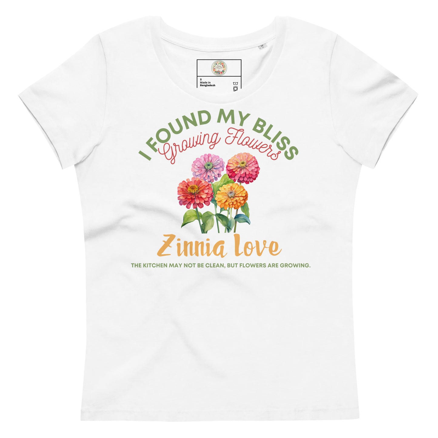 "Blooming Bliss": Zinnia Love - Women's Fitted Eco-T for Flower Lovers